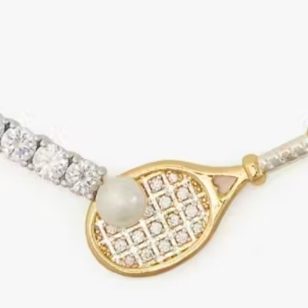 NWT Kate Spade ♠️ Queen Of The Court Tennis Racket Necklace - Picture 7 of 8